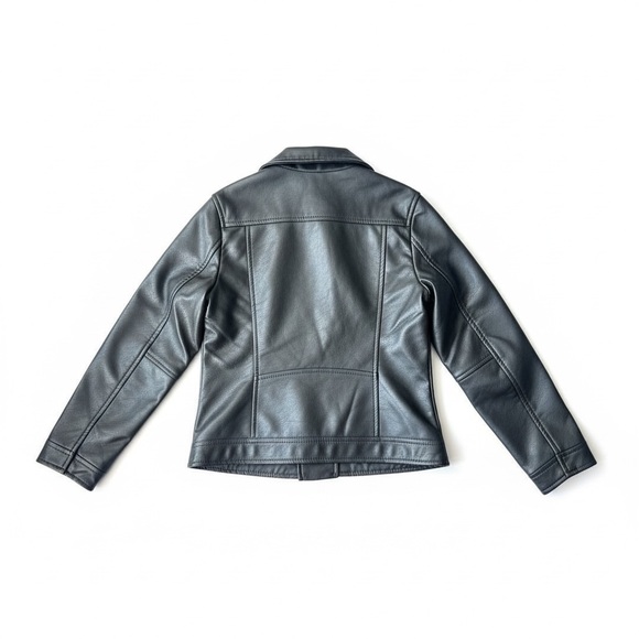 053 H&M Kids Silver/Grey Faux Leather Biker Jacket - Picture 3 of 5